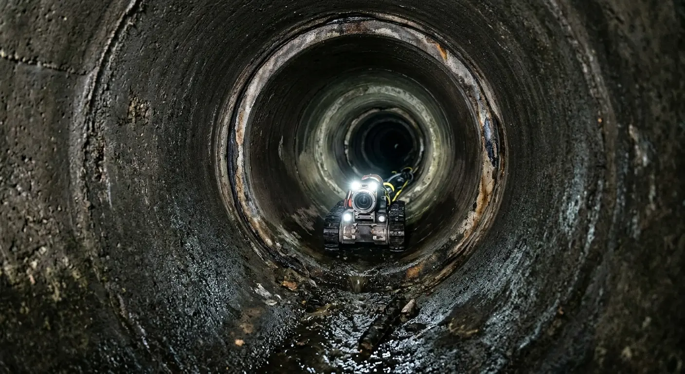 Robotic sewer camera inspecting pipe interior for Sewer Line Cleaning in Union Hill-Novelty Hill